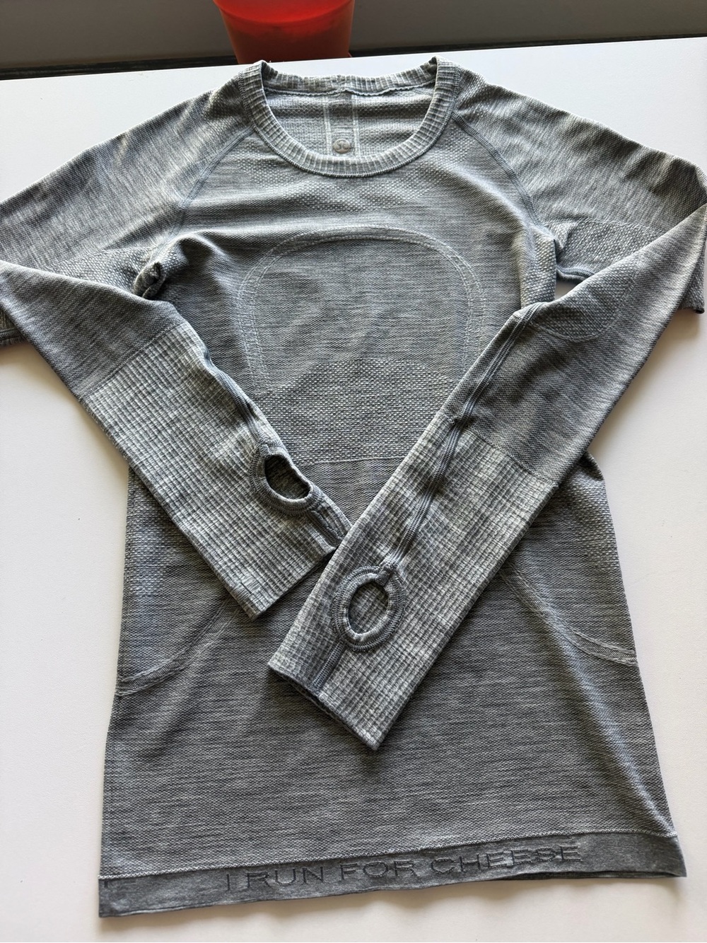 lululemon athletica Women's Gray Long-Sleeve Seamless Top with Thumb Holes
